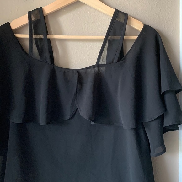 ASOS Cold Shoulder Flounce Sleeve Flowy Blouse - Picture 1 of 5